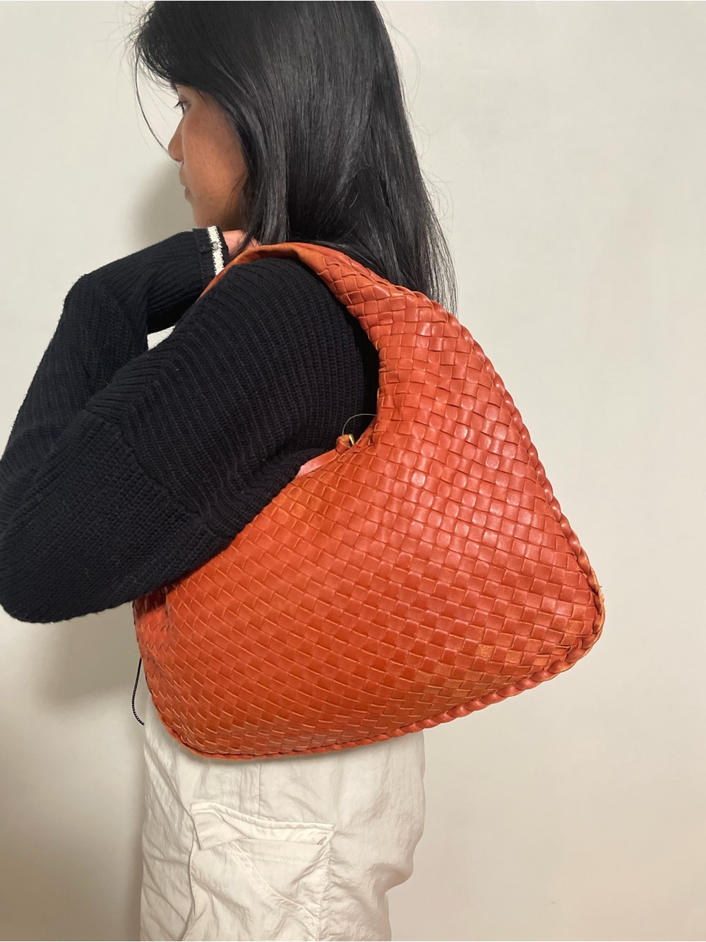 Bottega Veneta Intrecciato Hobo Bag in Rust Orange